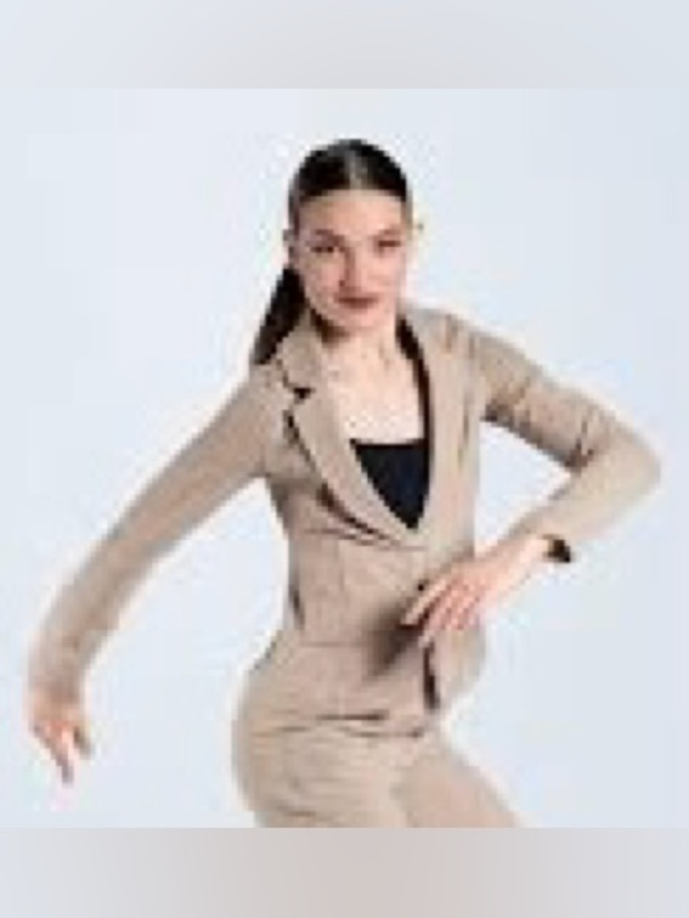 WEISSMAN Stretch Blazer & Leotard Dance Costume Set SC Beige & Black